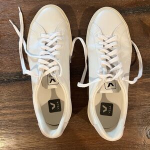 Veja Esplar White Leather Logo Sneakers Size 10